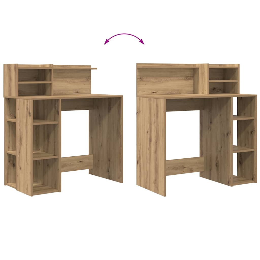 vidaXL Desk Artisan Oak Engineered Wood 90 x 48 x 101.5 cm