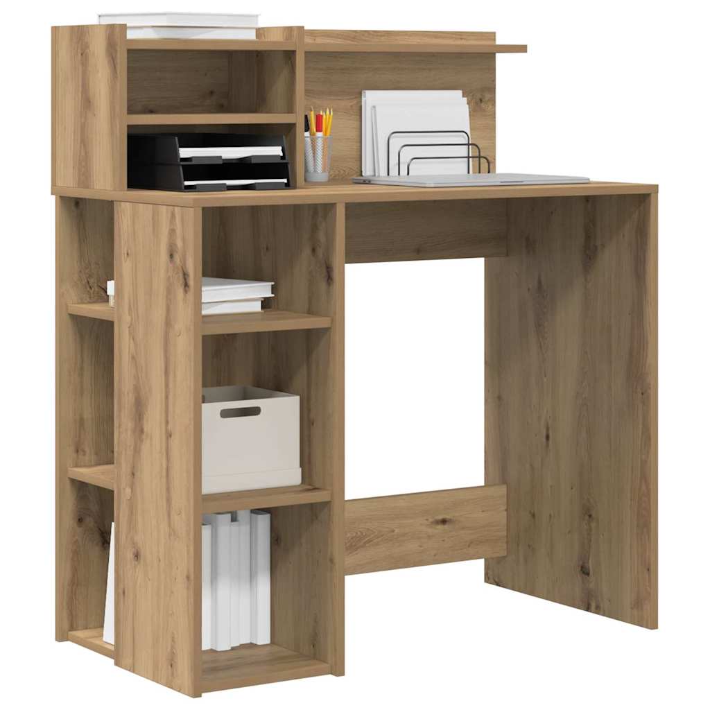 vidaXL Desk Artisan Oak Engineered Wood 90 x 48 x 101.5 cm