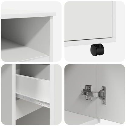 vidaXL Desk with Wheels White Engineered Wood 91 x 50 x 77 cm
