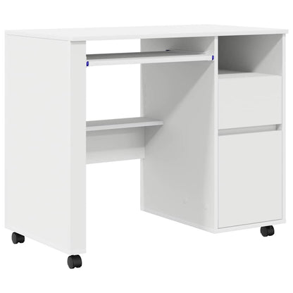 vidaXL Desk with Wheels White Engineered Wood 91 x 50 x 77 cm