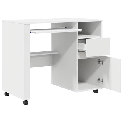 vidaXL Desk with Wheels White Engineered Wood 91 x 50 x 77 cm