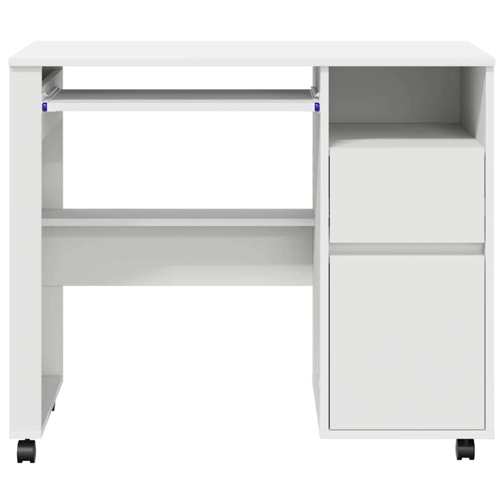 vidaXL Desk with Wheels White Engineered Wood 91 x 50 x 77 cm