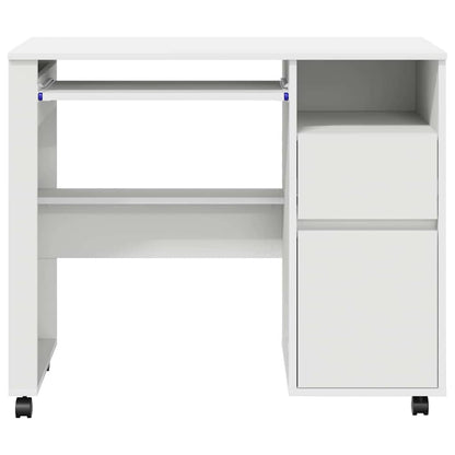 vidaXL Desk with Wheels White Engineered Wood 91 x 50 x 77 cm