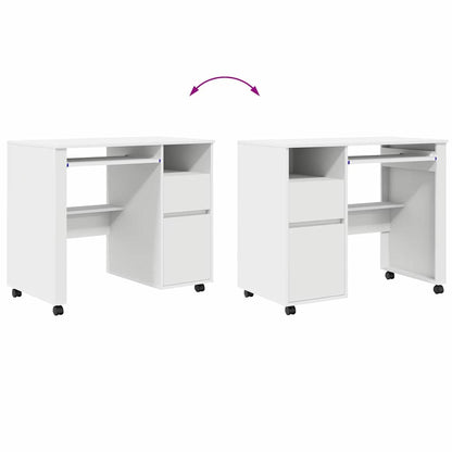 vidaXL Desk with Wheels White Engineered Wood 91 x 50 x 77 cm
