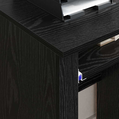 vidaXL Desk with Wheels Black Oak Engineered Wood 91 x 50 x 77 cm