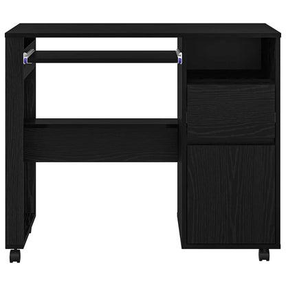 vidaXL Desk with Wheels Black Oak Engineered Wood 91 x 50 x 77 cm