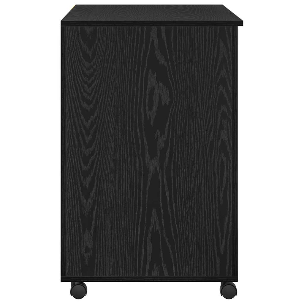 vidaXL Desk with Wheels Black Oak Engineered Wood 91 x 50 x 77 cm