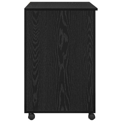 vidaXL Desk with Wheels Black Oak Engineered Wood 91 x 50 x 77 cm