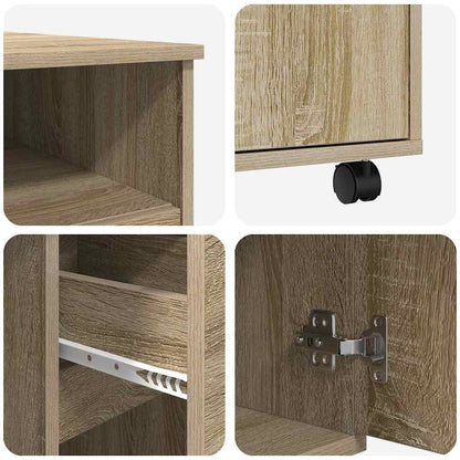 vidaXL Desk with Wheels Sonoma Oak Engineered Wood 91 x 50 x 77 cm