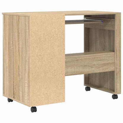 vidaXL Desk with Wheels Sonoma Oak Engineered Wood 91 x 50 x 77 cm