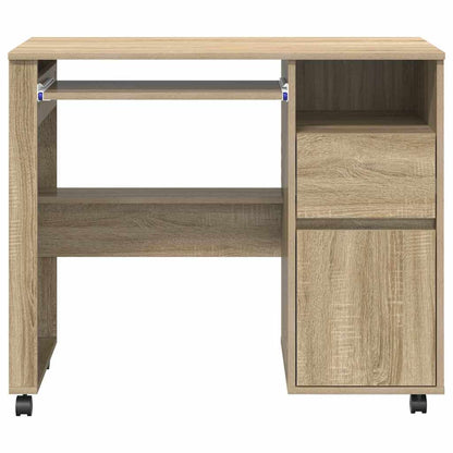 vidaXL Desk with Wheels Sonoma Oak Engineered Wood 91 x 50 x 77 cm