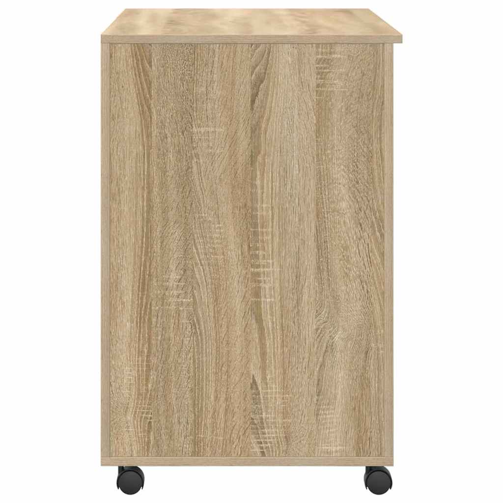vidaXL Desk with Wheels Sonoma Oak Engineered Wood 91 x 50 x 77 cm