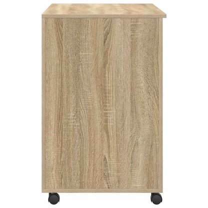 vidaXL Desk with Wheels Sonoma Oak Engineered Wood 91 x 50 x 77 cm