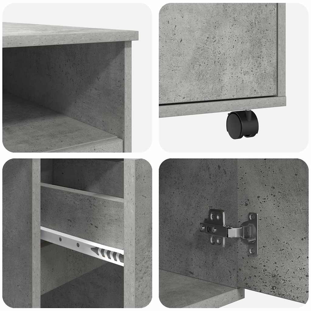 vidaXL Desk with Wheels Concrete Grey Engineered Wood 91 x 50 x 77 cm