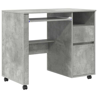 vidaXL Desk with Wheels Concrete Grey Engineered Wood 91 x 50 x 77 cm