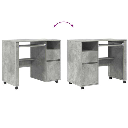 vidaXL Desk with Wheels Concrete Grey 91 x 50 x 77 cm Engineered Wood