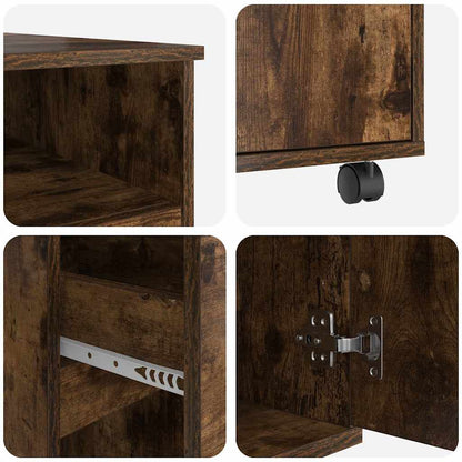 vidaXL Desk with Wheels Smoked Oak Engineered Wood 91 x 50 x 77 cm