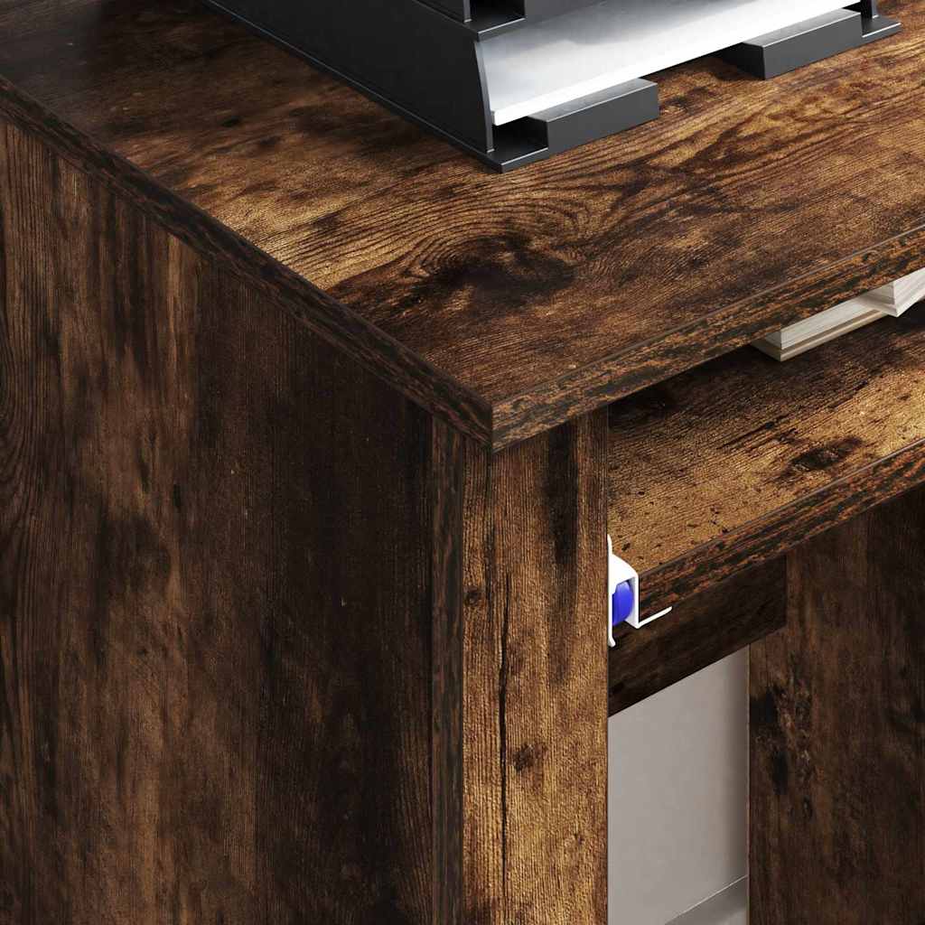 vidaXL Desk with Wheels Smoked Oak Engineered Wood 91 x 50 x 77 cm