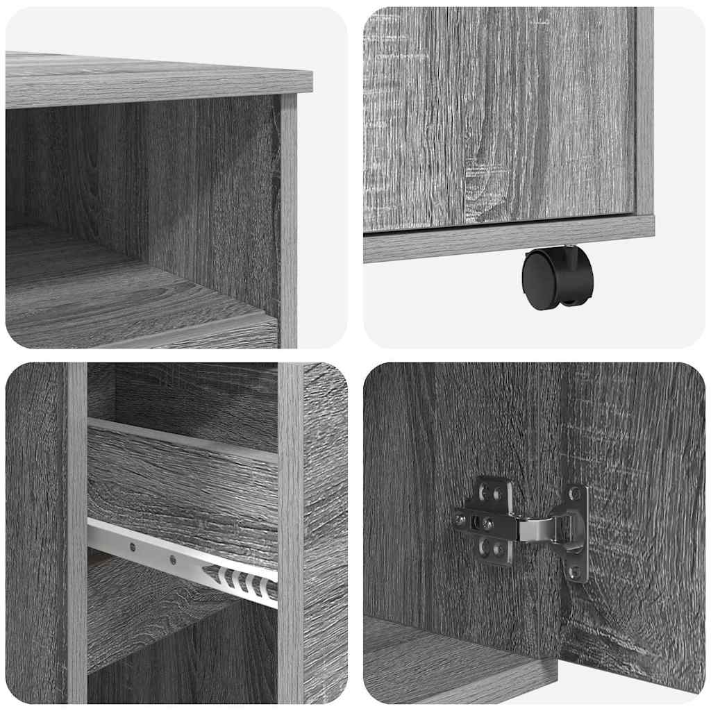vidaXL Desk with Wheels Grey Sonoma Engineered Wood 91 x 50 x 77 cm