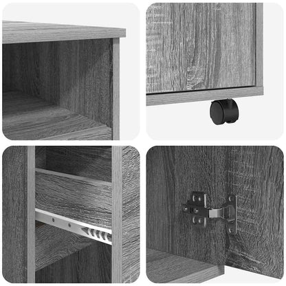 vidaXL Desk with Wheels Grey Sonoma Engineered Wood 91 x 50 x 77 cm