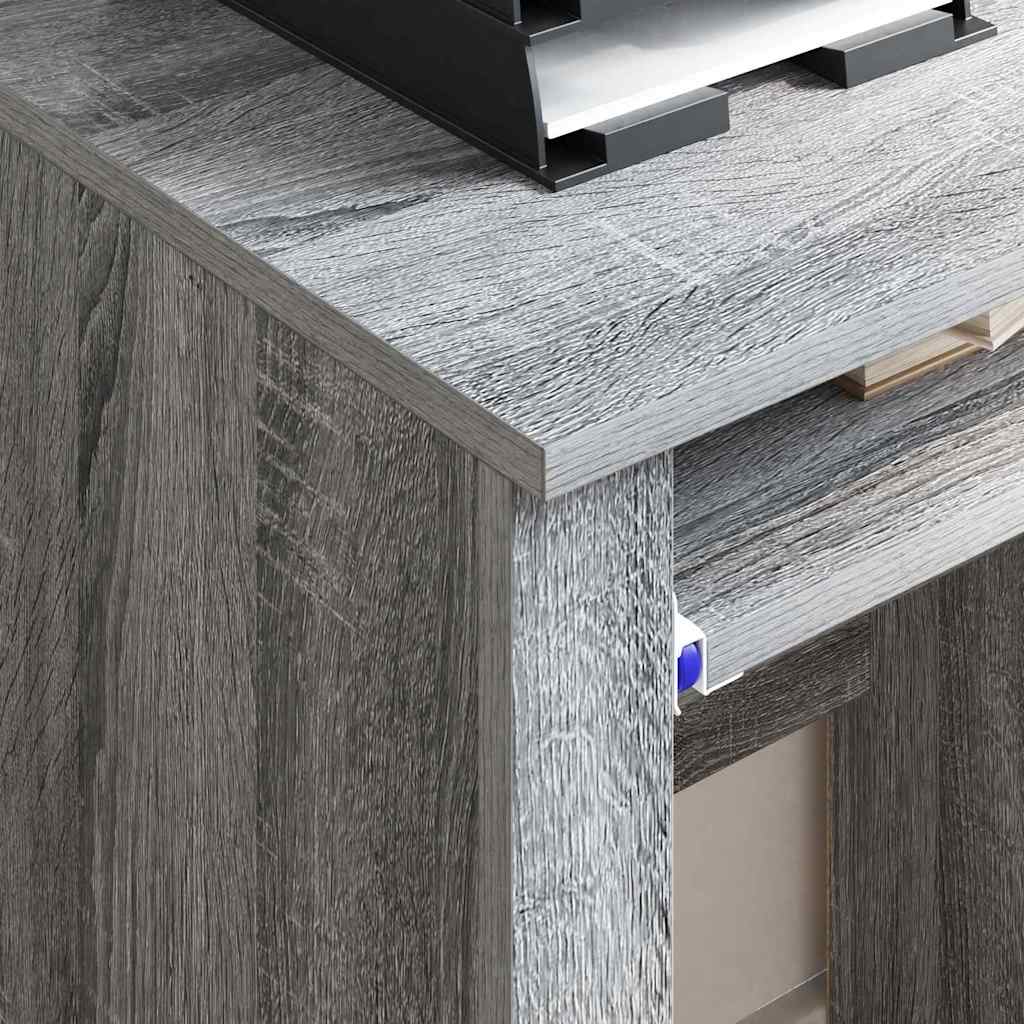 vidaXL Desk with Wheels Grey Sonoma Engineered Wood 91 x 50 x 77 cm