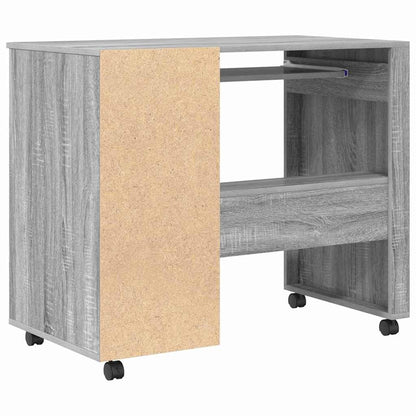 vidaXL Desk with Wheels Grey Sonoma Engineered Wood 91 x 50 x 77 cm