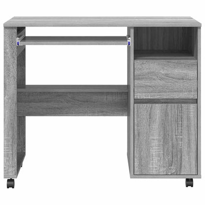 vidaXL Desk with Wheels Grey Sonoma Engineered Wood 91 x 50 x 77 cm