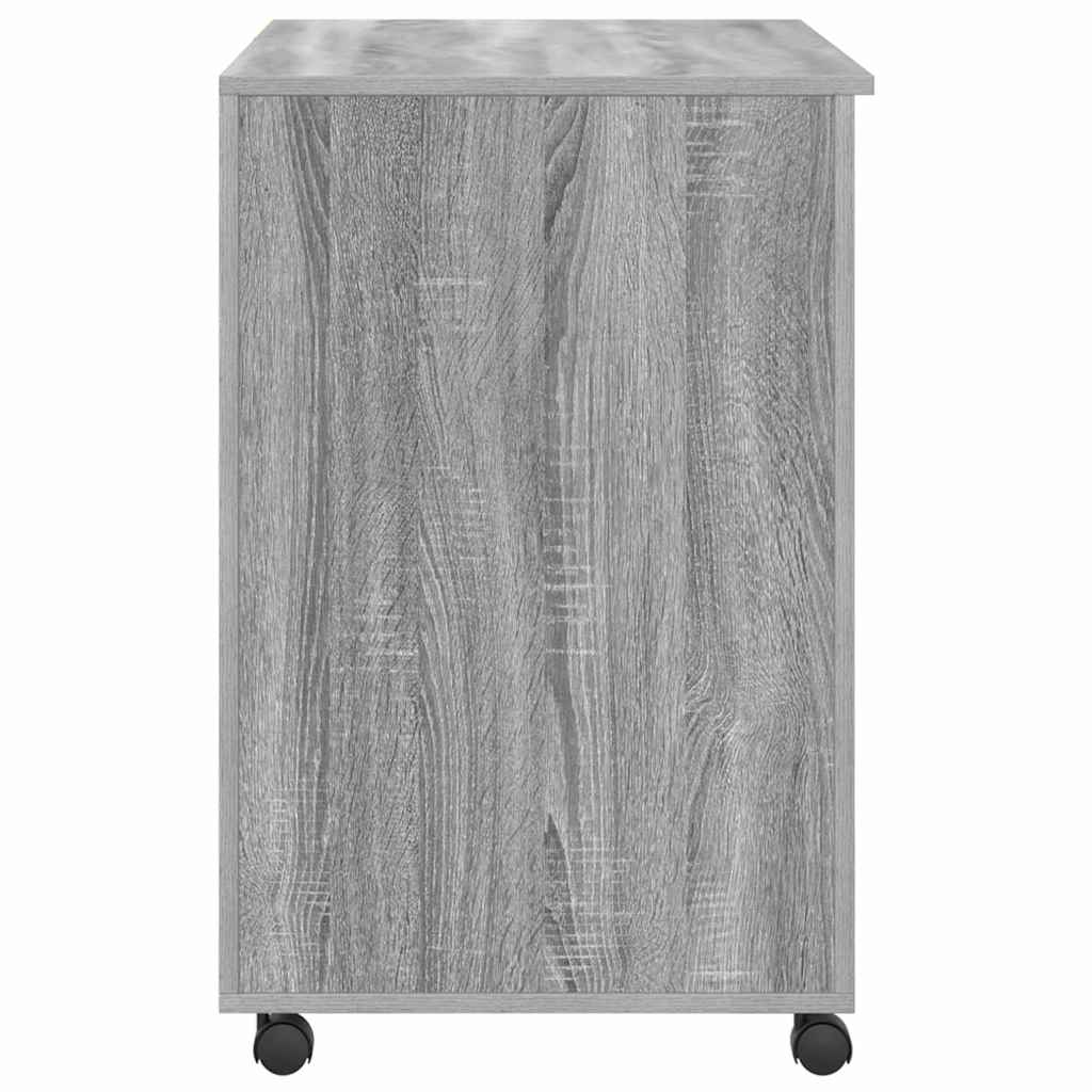 vidaXL Desk with Wheels Grey Sonoma Engineered Wood 91 x 50 x 77 cm