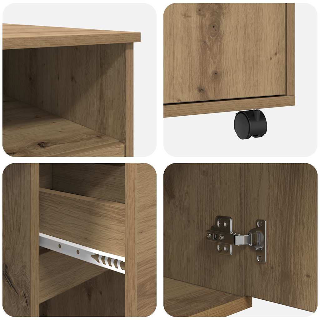 vidaXL Desk with Wheels Artisan Oak 91 x 50 x 77 cm Engineered Wood