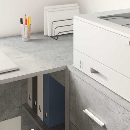 vidaXL Desk with Shelf Concrete Grey 102 x 50 x 75 cm Engineered Wood
