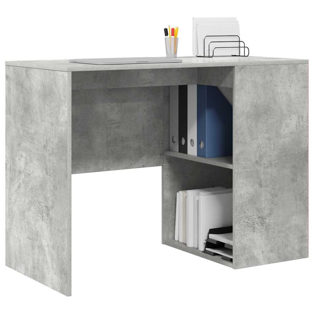 vidaXL Desk with Shelf Concrete Grey 102 x 50 x 75 cm Engineered Wood