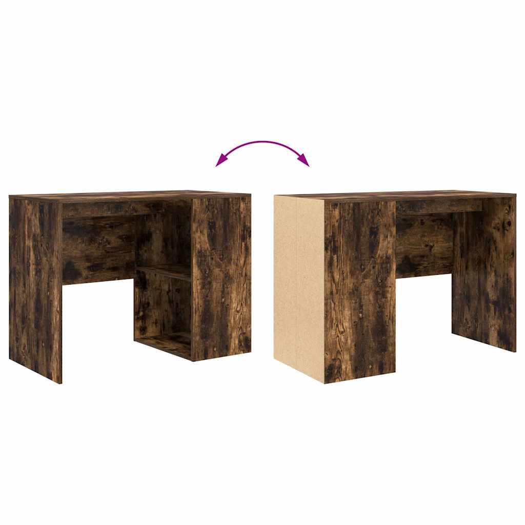vidaXL Desk with Shelf Smoked Oak 102 x 50 x 75 cm Engineered Wood