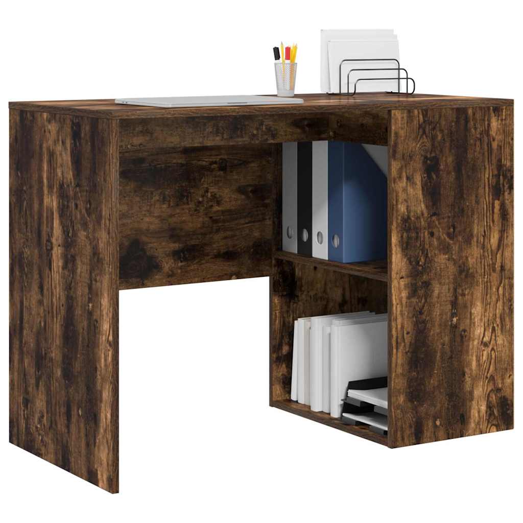 vidaXL Desk with Shelf Smoked Oak 102 x 50 x 75 cm Engineered Wood