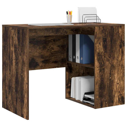 vidaXL Desk with Shelf Smoked Oak 102 x 50 x 75 cm Engineered Wood