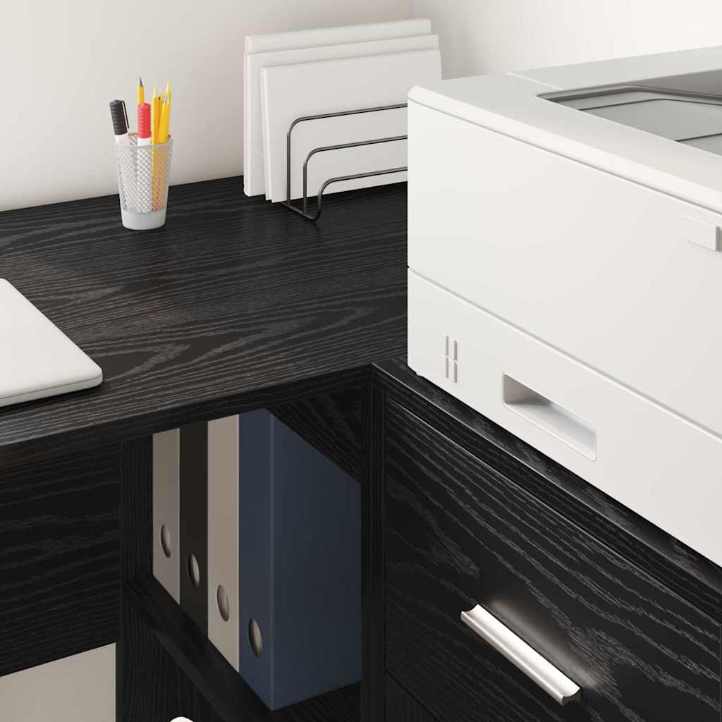 vidaXL Sideboard with Drawer Black Oak 38 x 34 x 75 cm