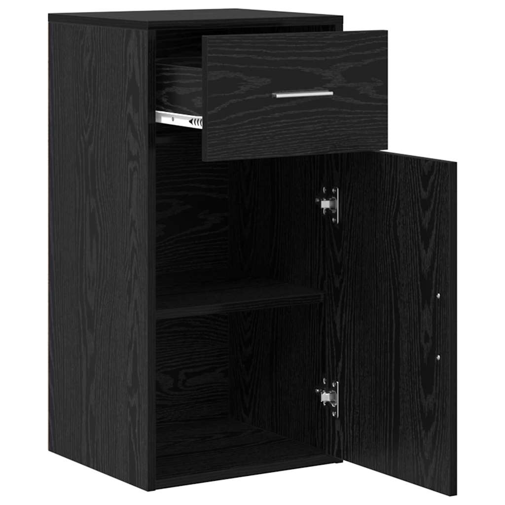 vidaXL Sideboard with Drawer Black Oak 38 x 34 x 75 cm