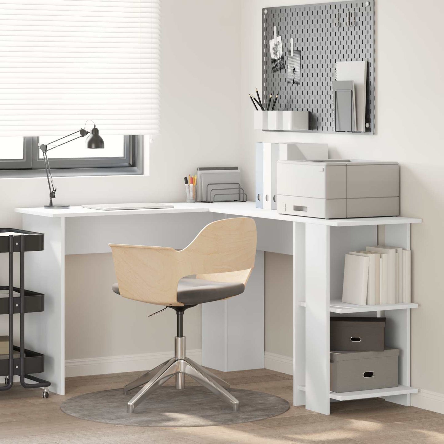 vidaXL Corner Desk White 140 x 113.5 x 75 cm Engineered Wood
