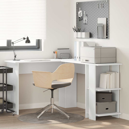vidaXL Corner Desk White 140 x 113.5 x 75 cm Engineered Wood