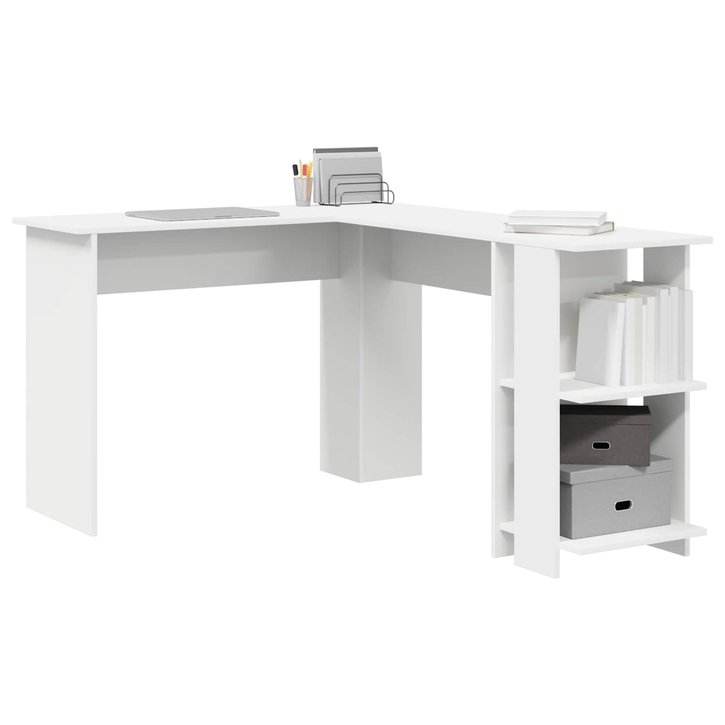 vidaXL Corner Desk White 140 x 113.5 x 75 cm Engineered Wood