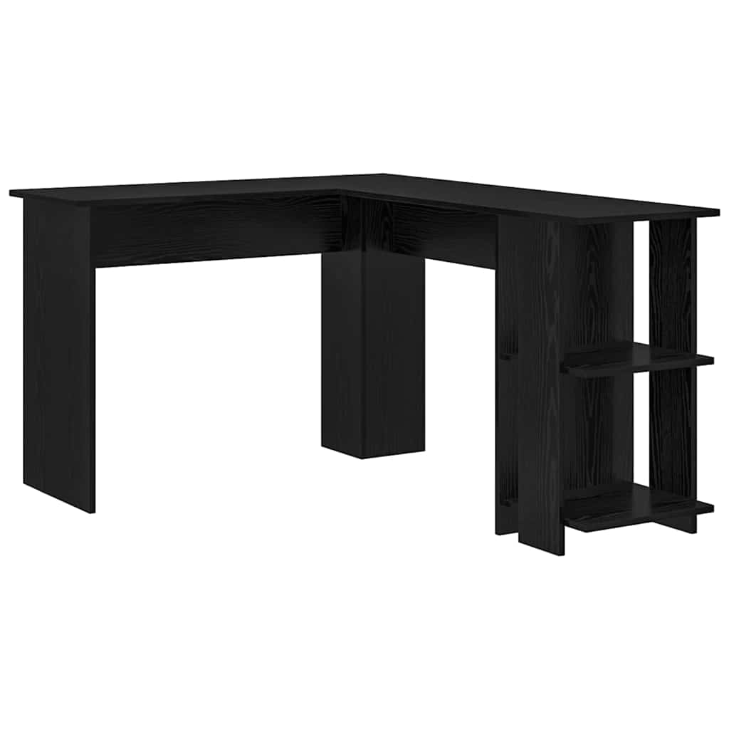 vidaXL Corner Desk Black Oak 140 x 113.5 x 75 cm Engineered Wood