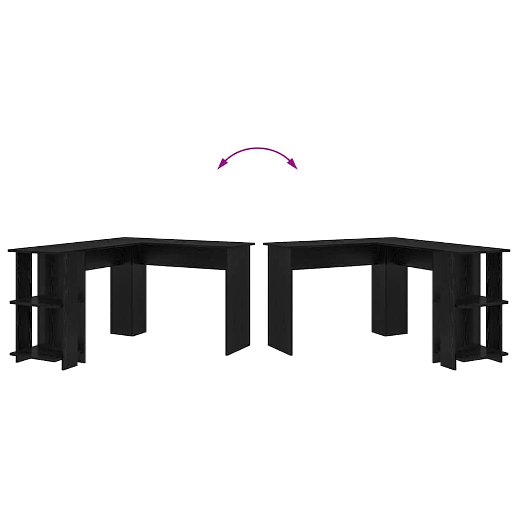 vidaXL Corner Desk Black Oak 140 x 113.5 x 75 cm Engineered Wood