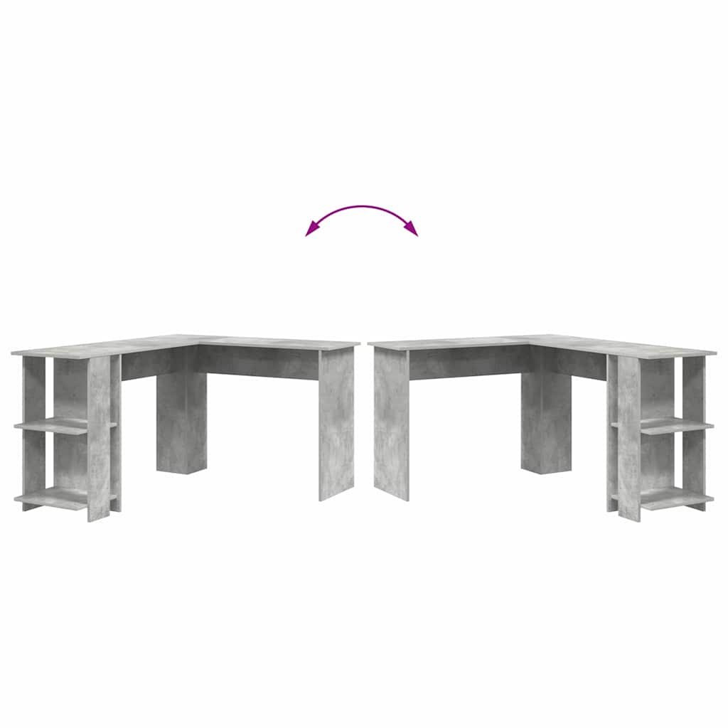 vidaXL Corner Desk Concrete Grey 140 x 113.5 x 75 cm Engineered Wood