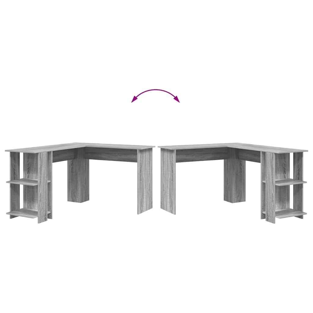 vidaXL Corner Desk Grey Sonoma 140 x 113.5 x 75 cm Engineered Wood