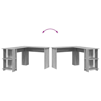 vidaXL Corner Desk Grey Sonoma 140 x 113.5 x 75 cm Engineered Wood