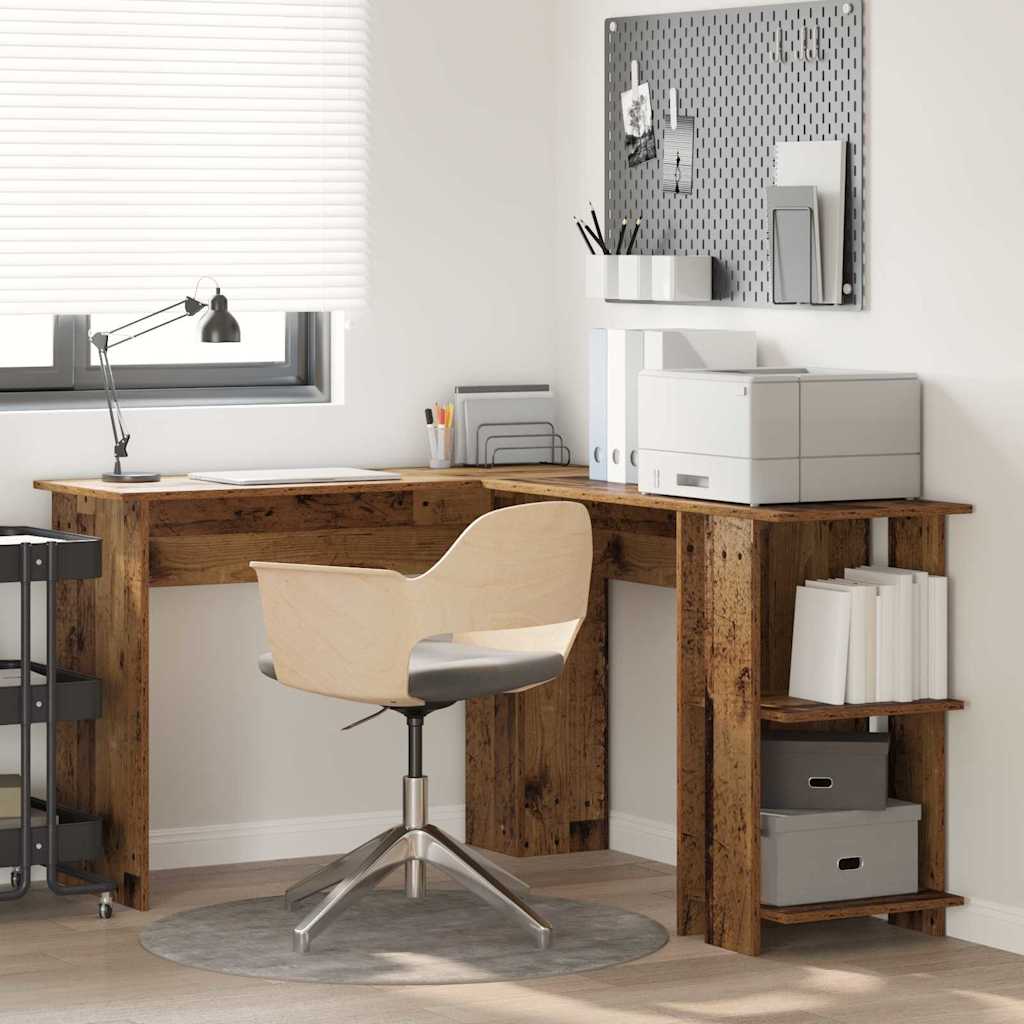 vidaXL Corner Desk Old Wood 140 x 113.5 x 75 cm Engineered Wood