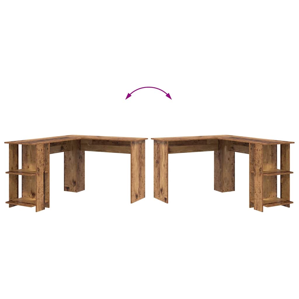 vidaXL Corner Desk Old Wood 140 x 113.5 x 75 cm Engineered Wood