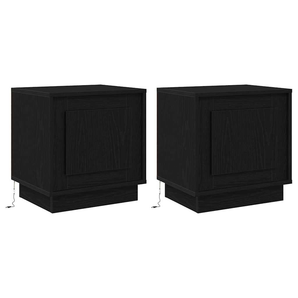 vidaXL Bedside Cabinet 2 pcs Black 44 x 34.5 x 45 cm Engineered Wood