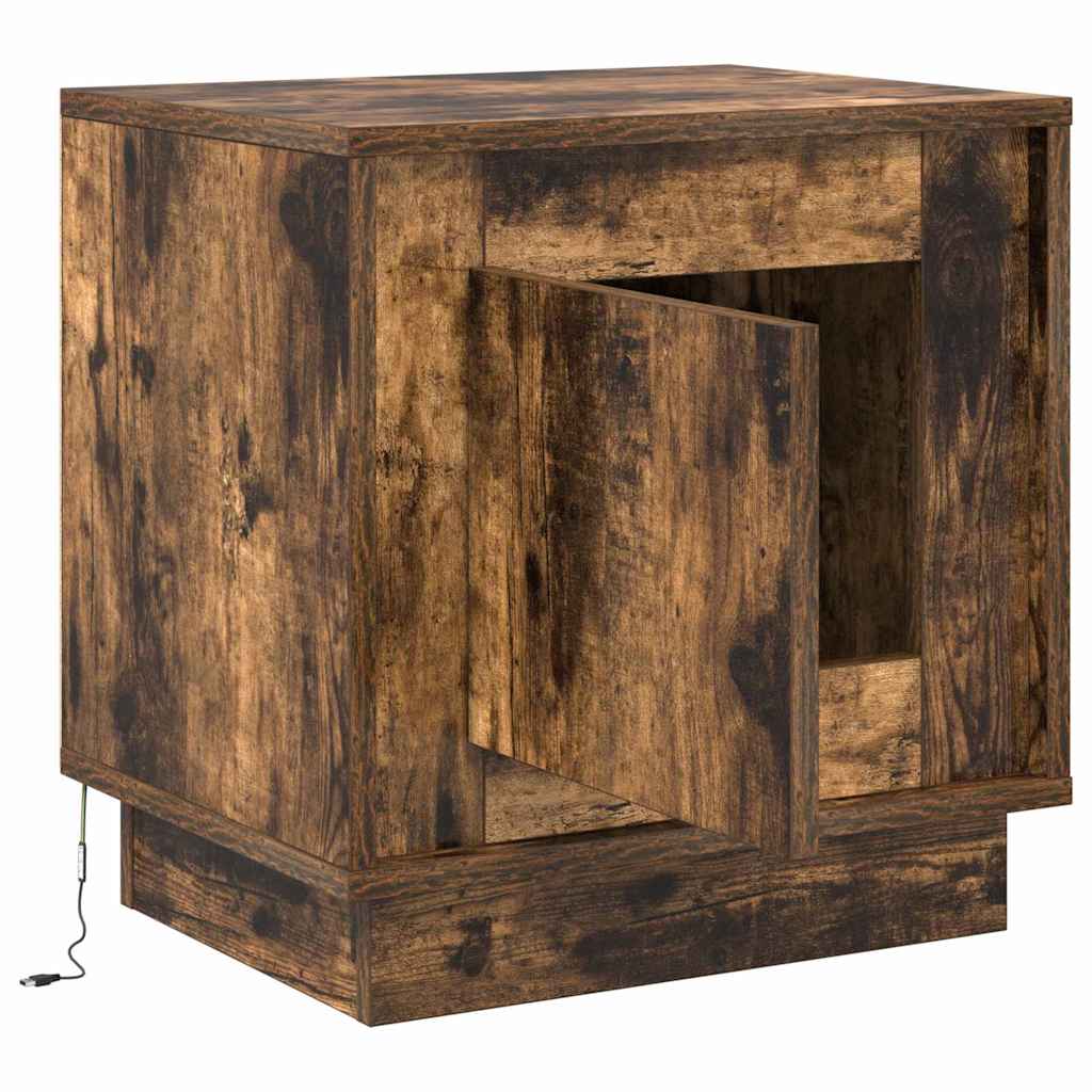 vidaXL Bedside Cabinet Smoked Oak 44 x 34.5 x 45 cm Engineered Wood