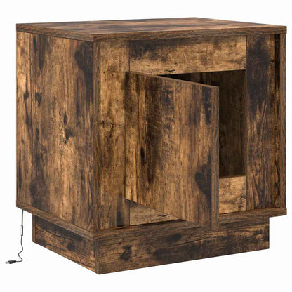 vidaXL Bedside Cabinet Smoked Oak 44 x 34.5 x 45 cm Engineered Wood
