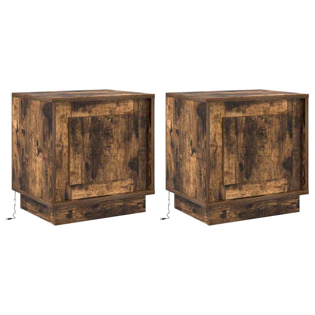 vidaXL Bedside Cabinet 2 pcs Smoked Oak 44 x 34.5 x 45 cm